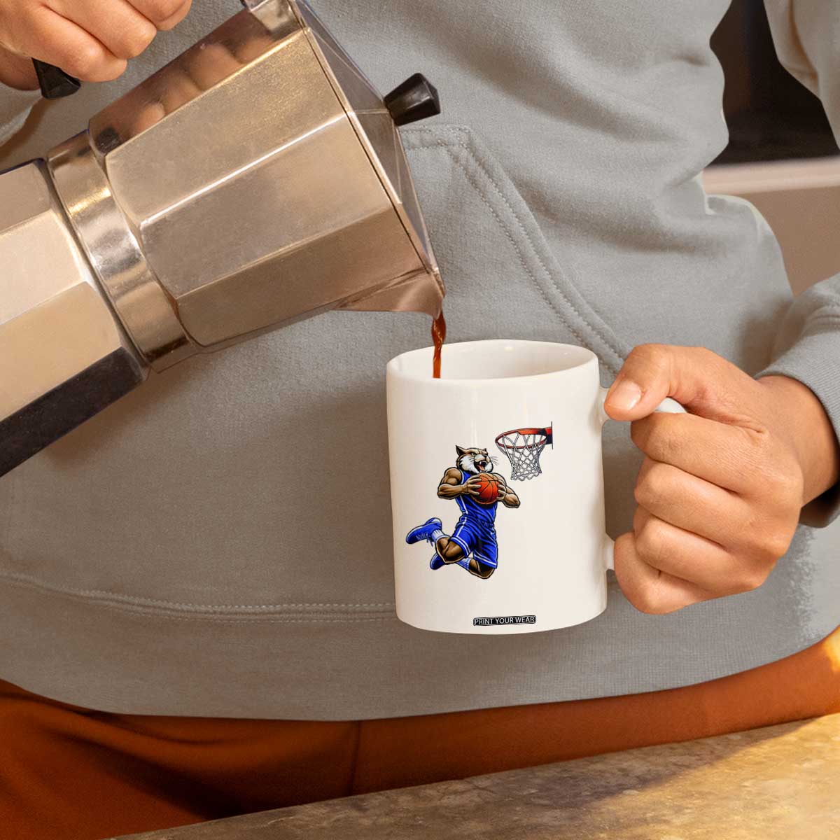 Funny Wildcat Dunking Basketball Coffee Mug Gift For Sports Fan TS12 Print Your Wear