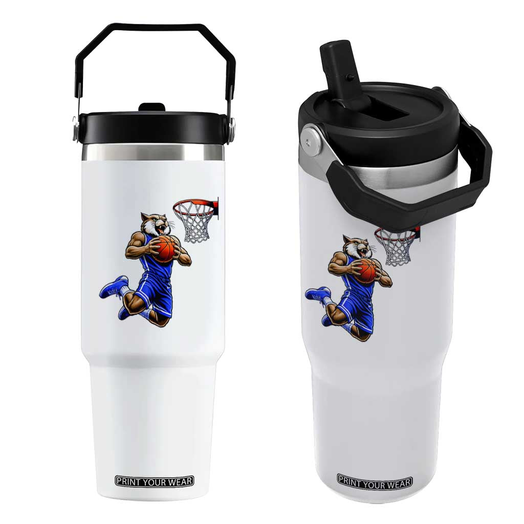 Funny Wildcat Dunking Basketball Flip Straw Tumbler Gift For Sports Fan TS12 One Size: 30 oz White Print Your Wear