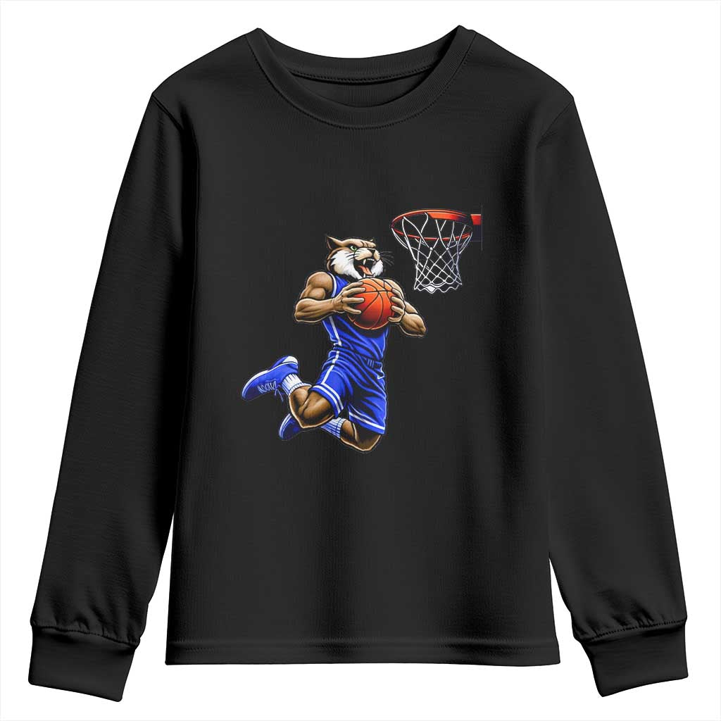 Funny Wildcat Dunking Basketball Youth Sweatshirt Gift For Sports Fan TS12 Black Print Your Wear