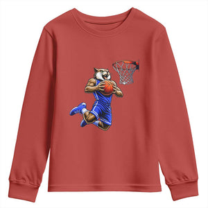 Funny Wildcat Dunking Basketball Youth Sweatshirt Gift For Sports Fan TS12 Red Print Your Wear