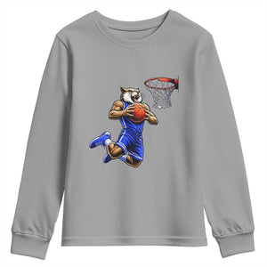 Funny Wildcat Dunking Basketball Youth Sweatshirt Gift For Sports Fan TS12 Sport Gray Print Your Wear