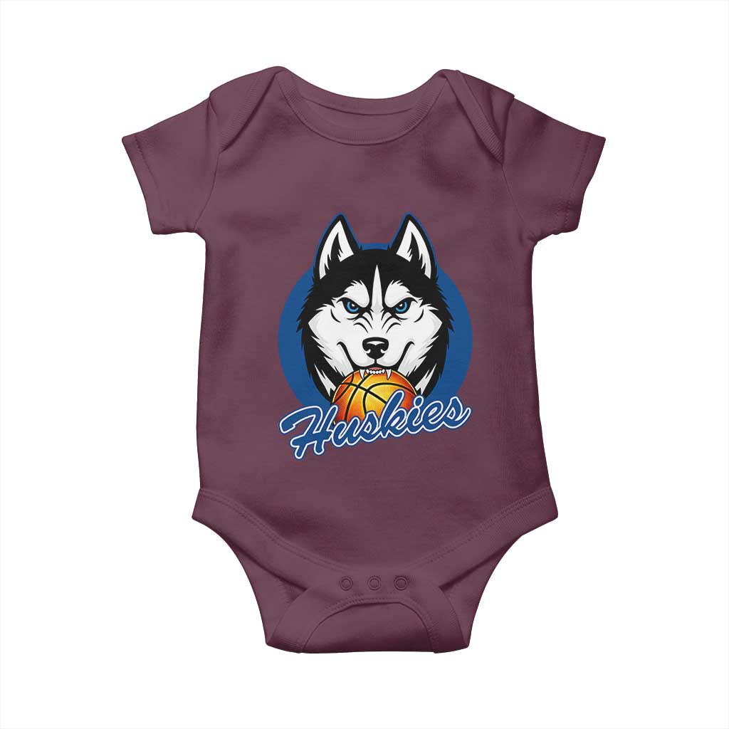 Cool Siberian Husky Basketball Baby Onesie Gift For Dog Lovers TS12 Maroon Print Your Wear