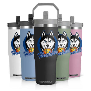 Cool Siberian Husky Basketball Flip Straw Tumbler Gift For Dog Lovers TS12 Print Your Wear