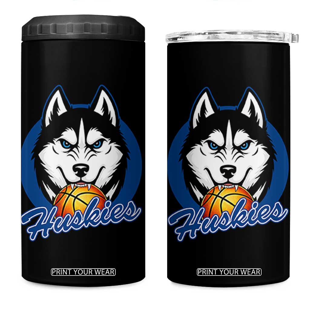 Cool Siberian Husky Basketball 4 in 1 Can Cooler Tumbler Gift For Dog Lovers TS12 One Size: 16 oz Black Print Your Wear