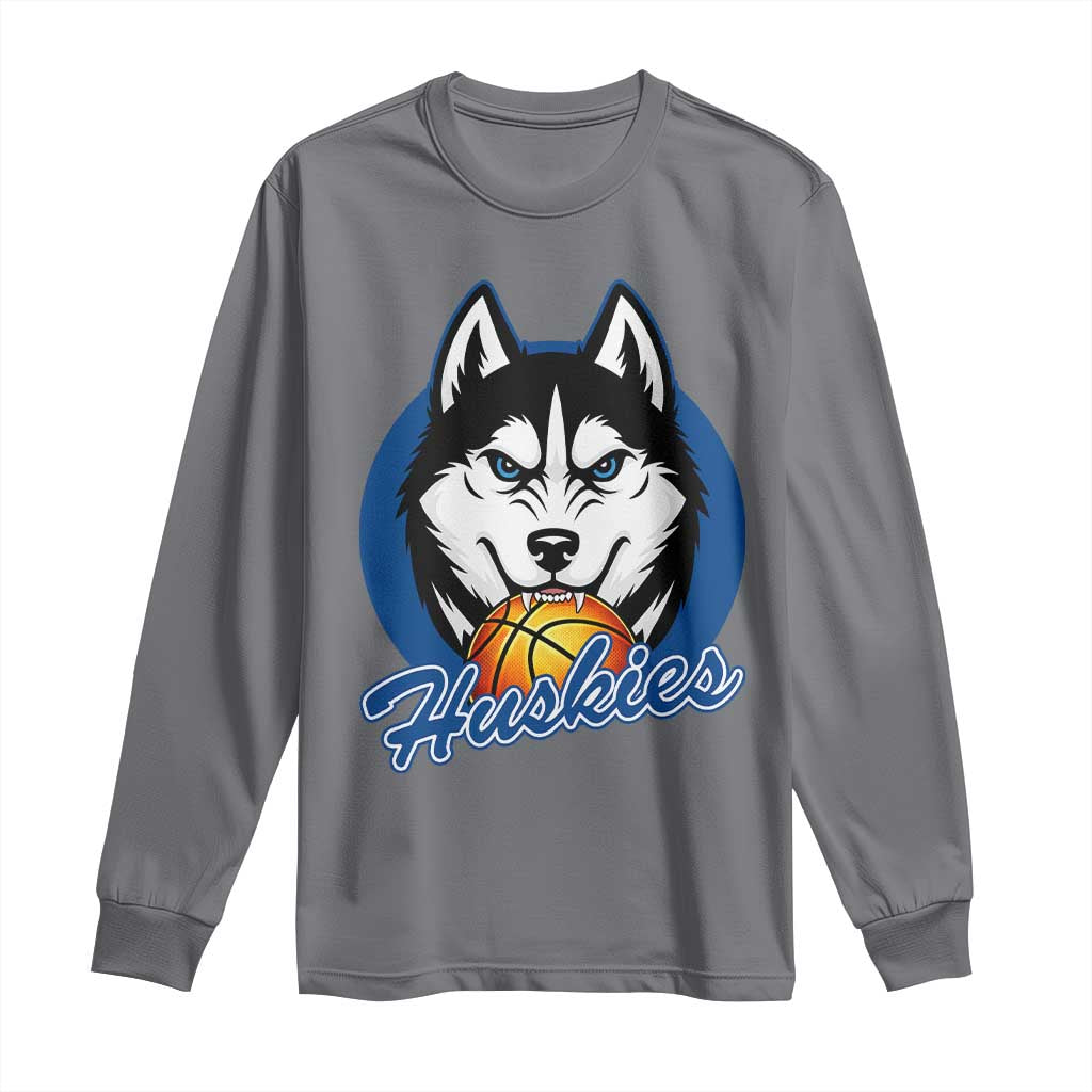 Cool Siberian Husky Basketball Long Sleeve Shirt Gift For Dog Lovers TS12 Charcoal Print Your Wear