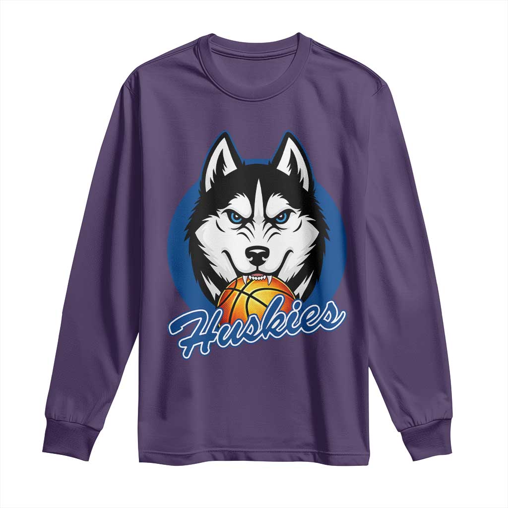 Cool Siberian Husky Basketball Long Sleeve Shirt Gift For Dog Lovers TS12 Purple Print Your Wear