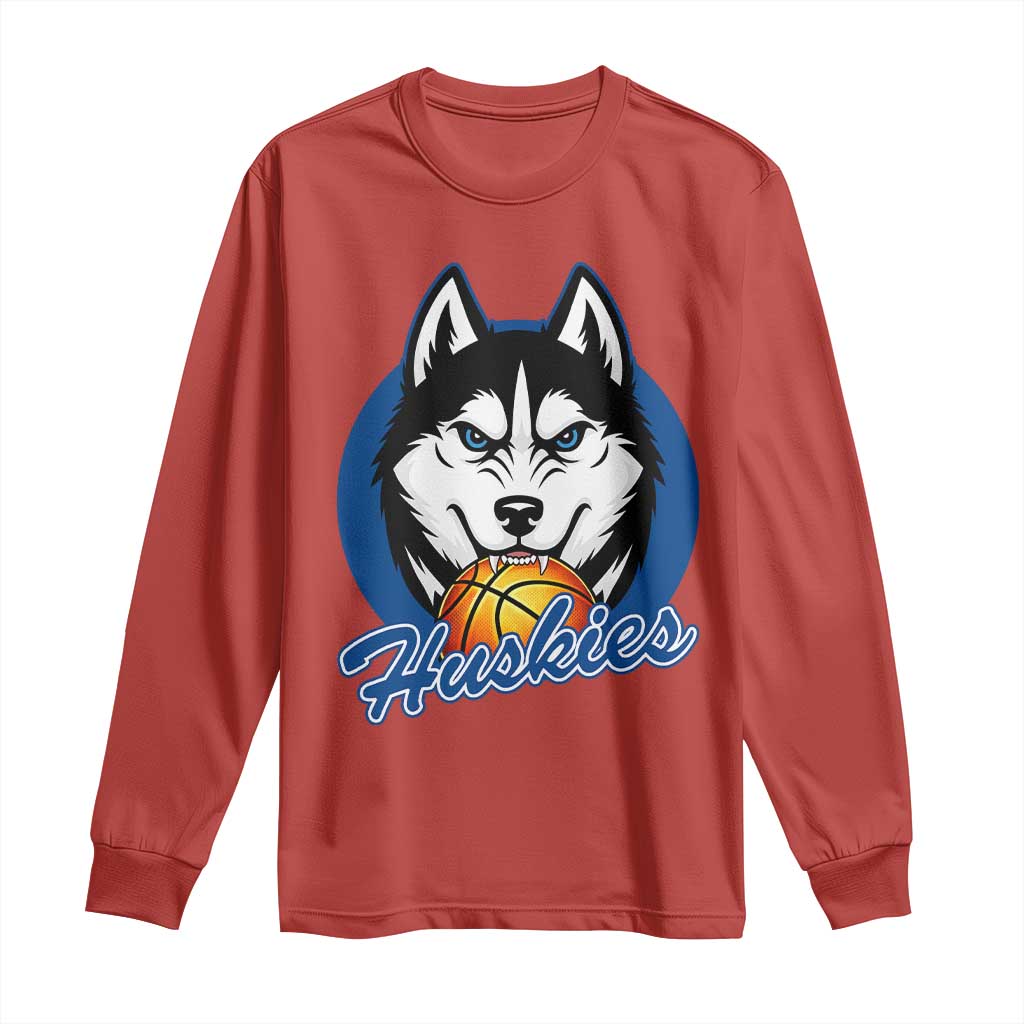 Cool Siberian Husky Basketball Long Sleeve Shirt Gift For Dog Lovers TS12 Red Print Your Wear