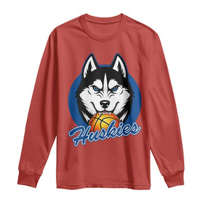 Cool Siberian Husky Basketball Long Sleeve Shirt Gift For Dog Lovers TS12 Red Print Your Wear