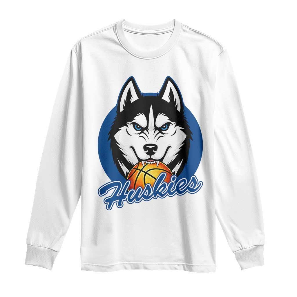 Cool Siberian Husky Basketball Long Sleeve Shirt Gift For Dog Lovers TS12 White Print Your Wear
