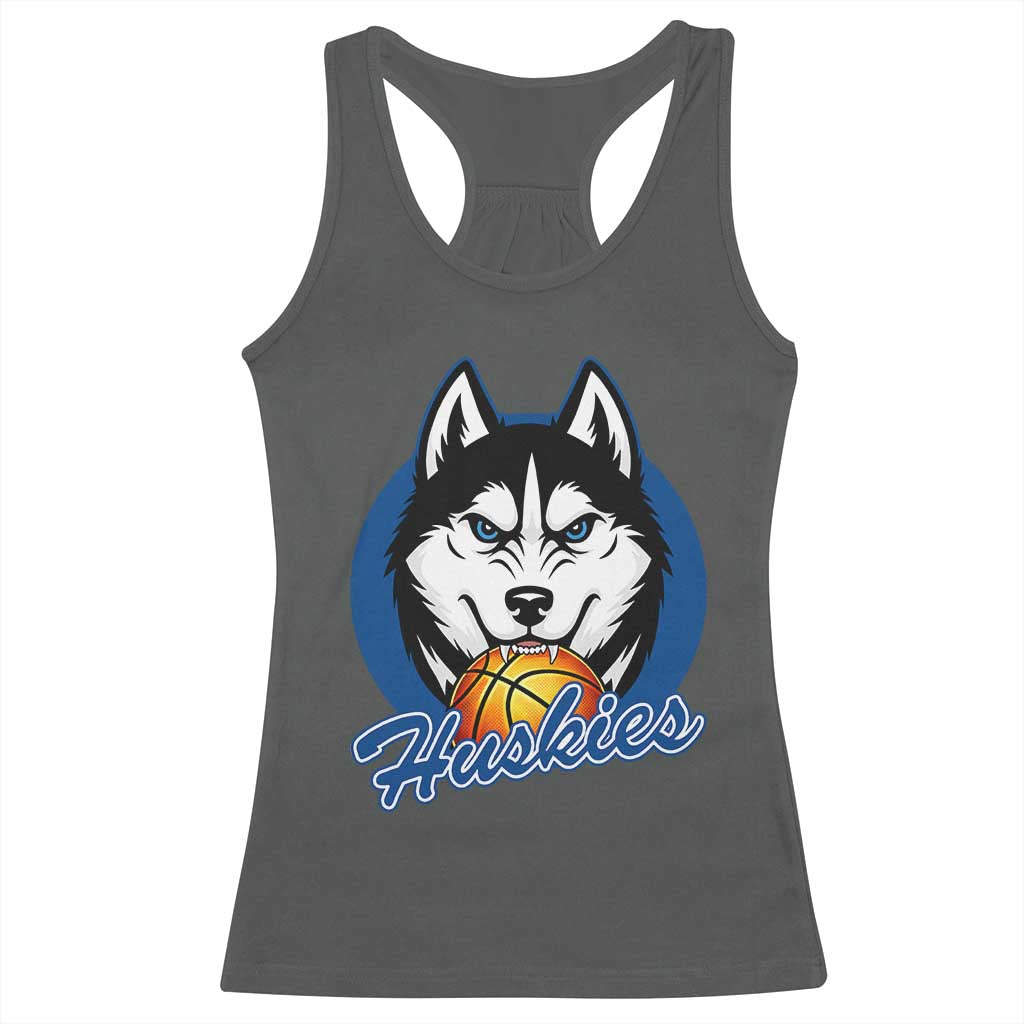 Cool Siberian Husky Basketball Racerback Tank Top Gift For Dog Lovers TS12 Dark Heather Print Your Wear