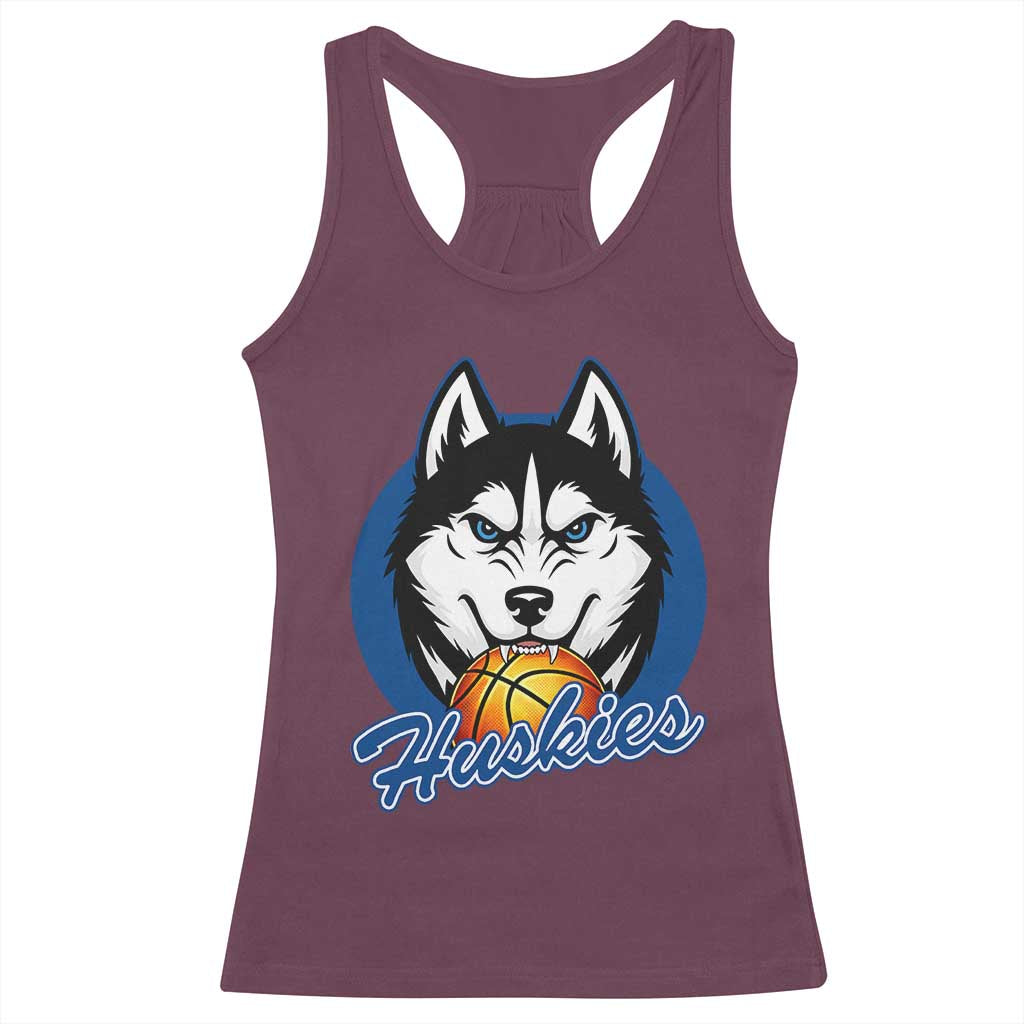 Cool Siberian Husky Basketball Racerback Tank Top Gift For Dog Lovers TS12 Maroon Print Your Wear
