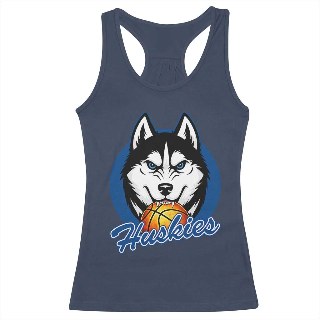 Cool Siberian Husky Basketball Racerback Tank Top Gift For Dog Lovers TS12 Navy Print Your Wear