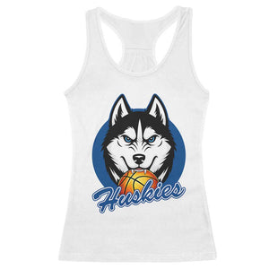 Cool Siberian Husky Basketball Racerback Tank Top Gift For Dog Lovers TS12 White Print Your Wear