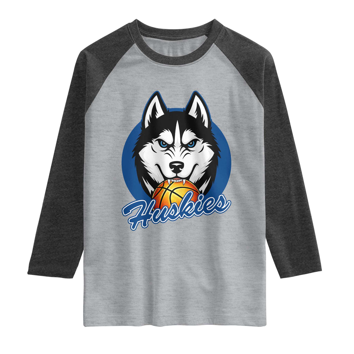 Cool Siberian Husky Basketball Raglan Shirt Gift For Dog Lovers TS12 Heather Gray Heather Charcoal Print Your Wear