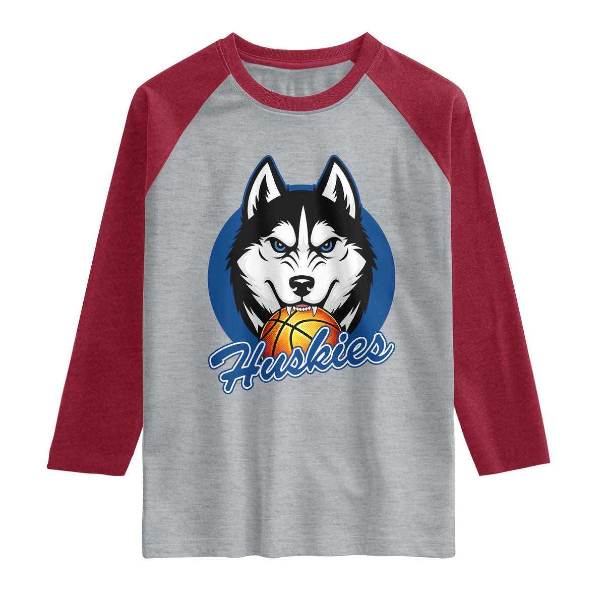 Cool Siberian Husky Basketball Raglan Shirt Gift For Dog Lovers TS12 Heather Gray Heather Red Print Your Wear