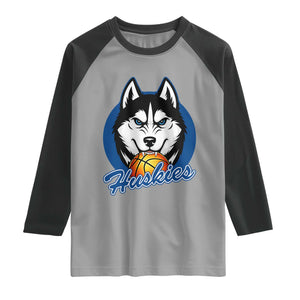 Cool Siberian Husky Basketball Raglan Shirt Gift For Dog Lovers TS12 Sport Gray Black Print Your Wear