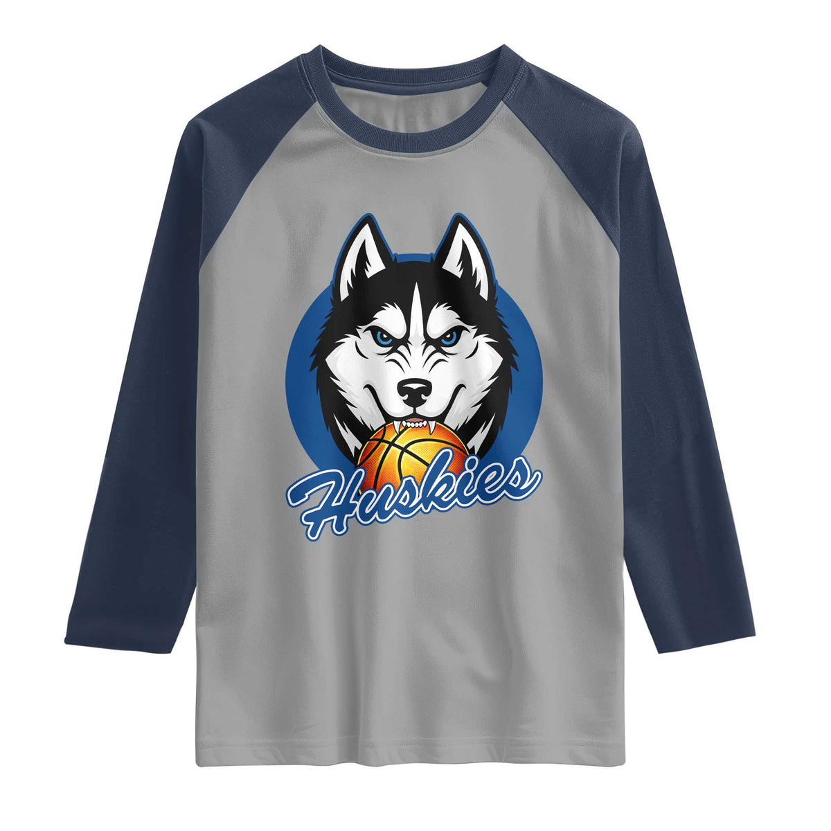 Cool Siberian Husky Basketball Raglan Shirt Gift For Dog Lovers TS12 Sport Gray Navy Print Your Wear
