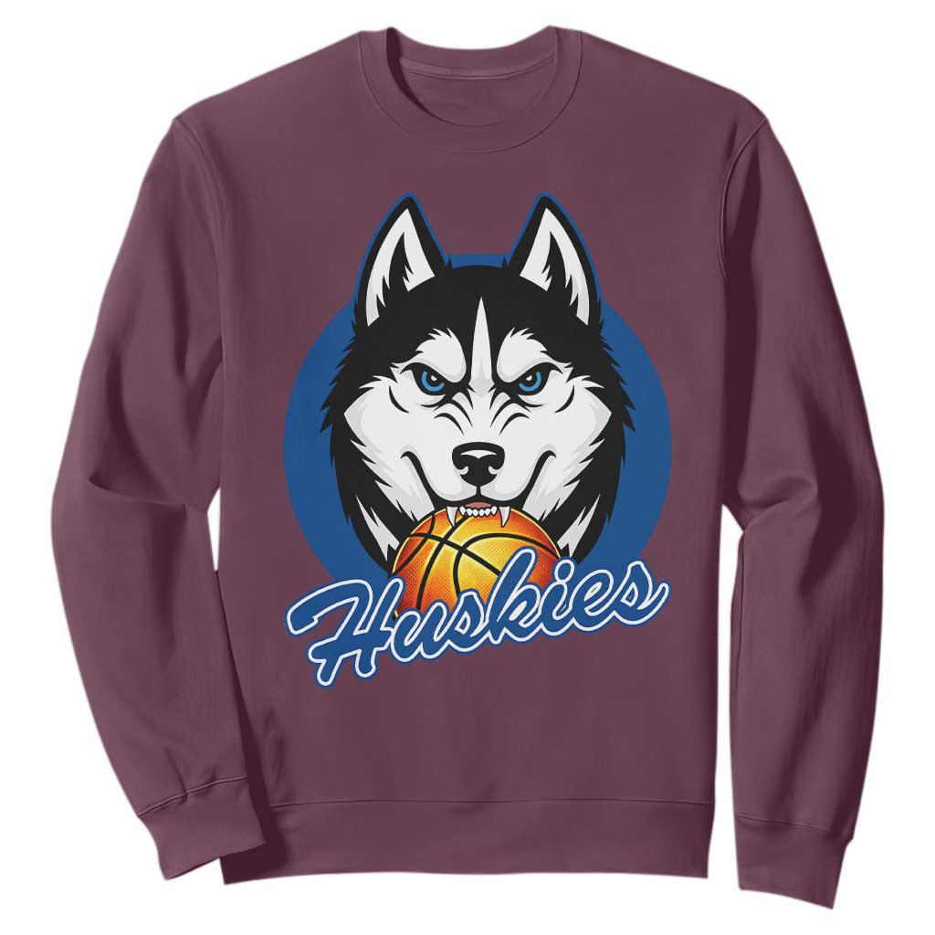 Cool Siberian Husky Basketball Sweatshirt Gift For Dog Lovers TS12 Maroon Print Your Wear
