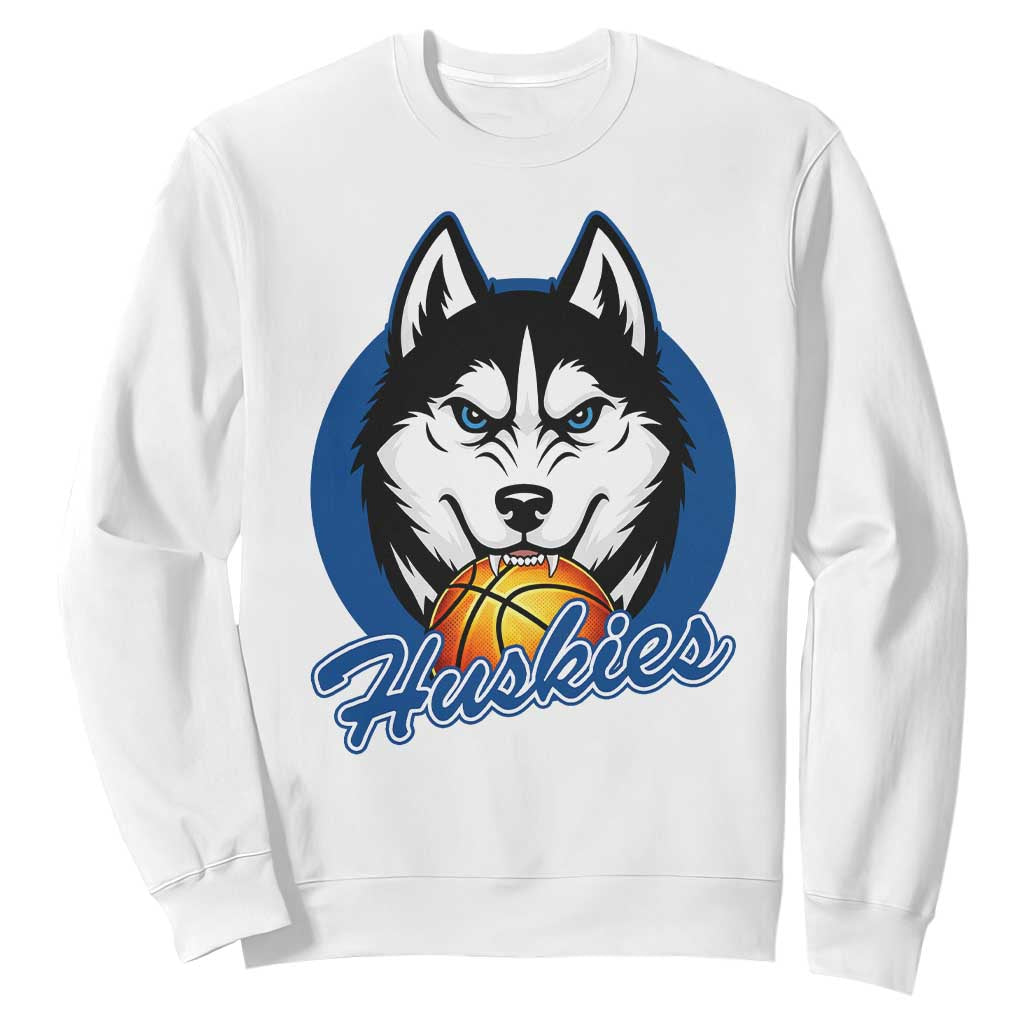 Cool Siberian Husky Basketball Sweatshirt Gift For Dog Lovers TS12 White Print Your Wear