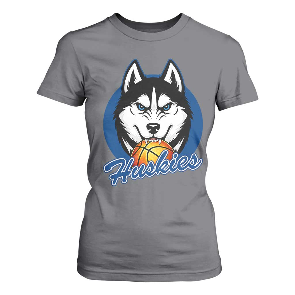 Cool Siberian Husky Basketball T Shirt For Women Gift For Dog Lovers TS12 Charcoal Print Your Wear