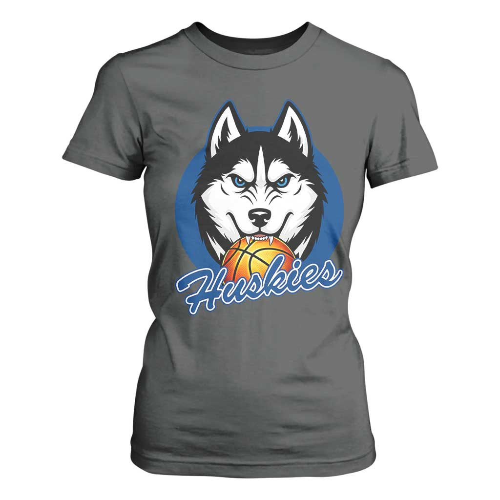 Cool Siberian Husky Basketball T Shirt For Women Gift For Dog Lovers TS12 Dark Heather Print Your Wear