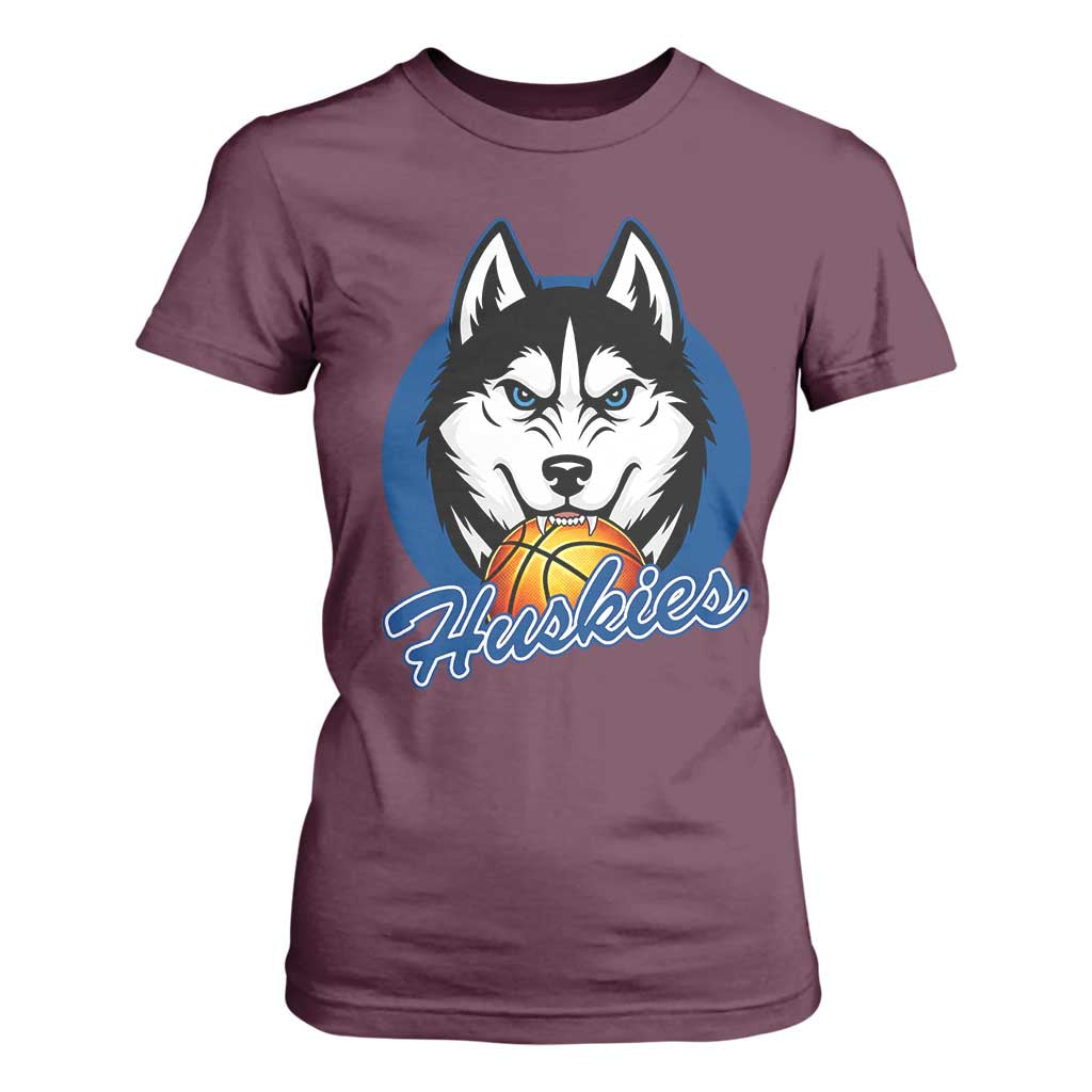 Cool Siberian Husky Basketball T Shirt For Women Gift For Dog Lovers TS12 Maroon Print Your Wear