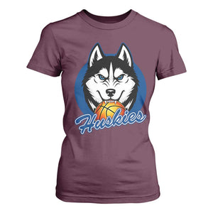 Cool Siberian Husky Basketball T Shirt For Women Gift For Dog Lovers TS12 Maroon Print Your Wear