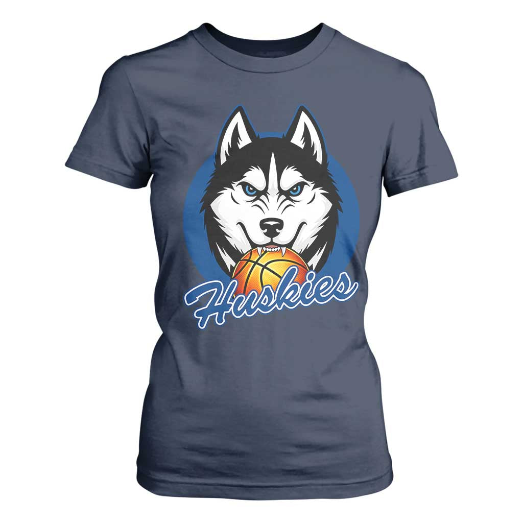 Cool Siberian Husky Basketball T Shirt For Women Gift For Dog Lovers TS12 Navy Print Your Wear
