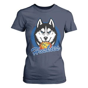 Cool Siberian Husky Basketball T Shirt For Women Gift For Dog Lovers TS12 Navy Print Your Wear