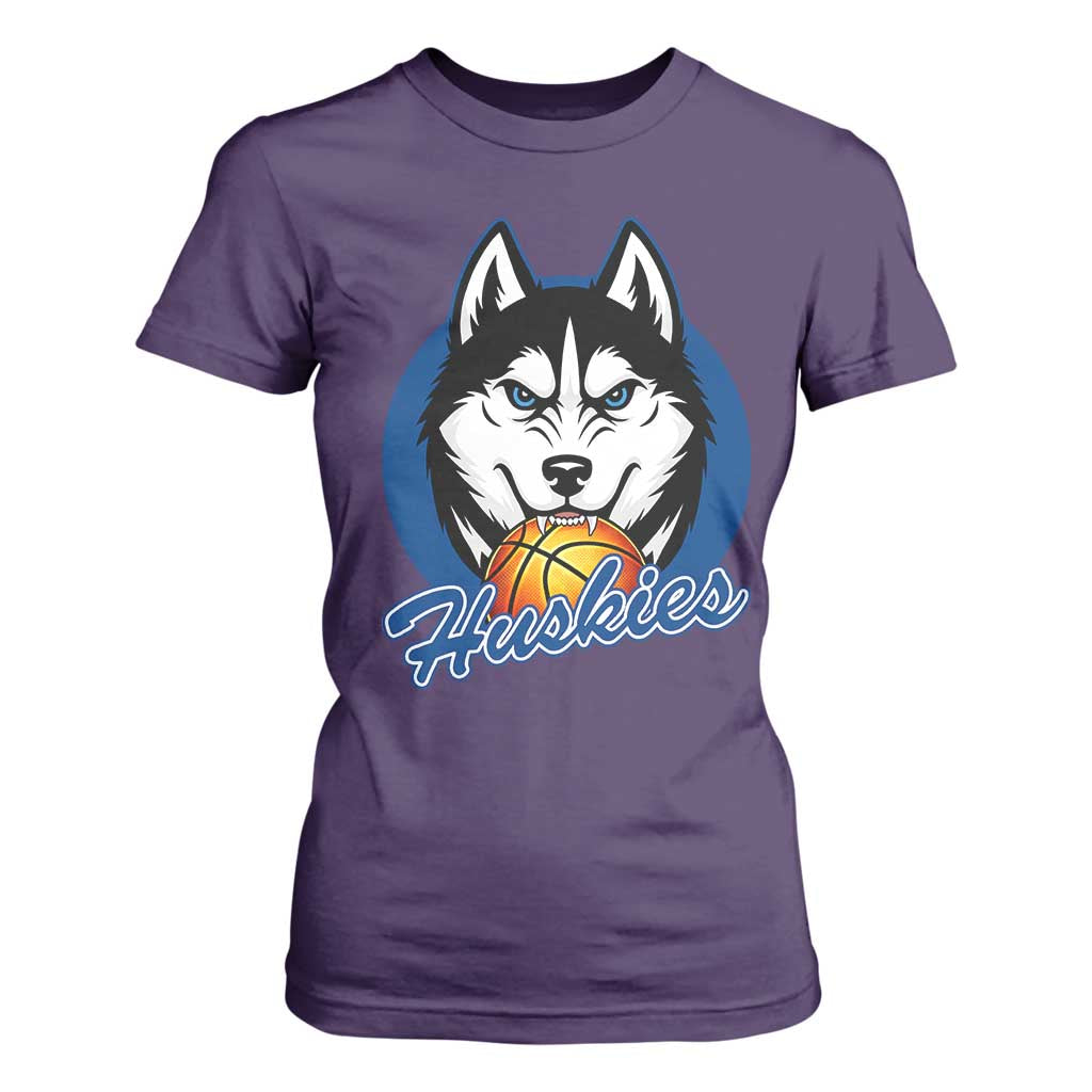 Cool Siberian Husky Basketball T Shirt For Women Gift For Dog Lovers TS12 Purple Print Your Wear