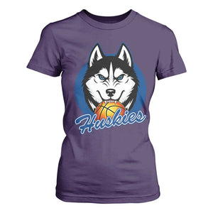 Cool Siberian Husky Basketball T Shirt For Women Gift For Dog Lovers TS12 Purple Print Your Wear