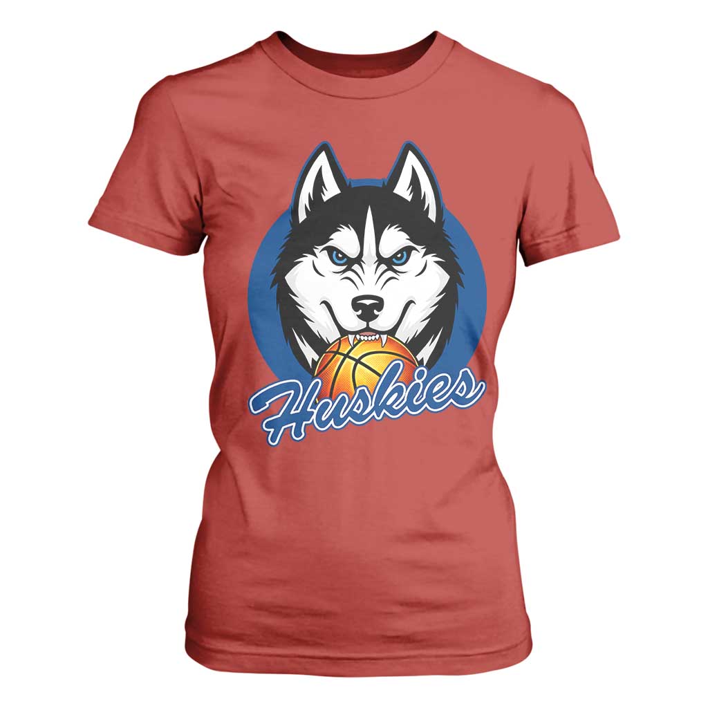 Cool Siberian Husky Basketball T Shirt For Women Gift For Dog Lovers TS12 Red Print Your Wear