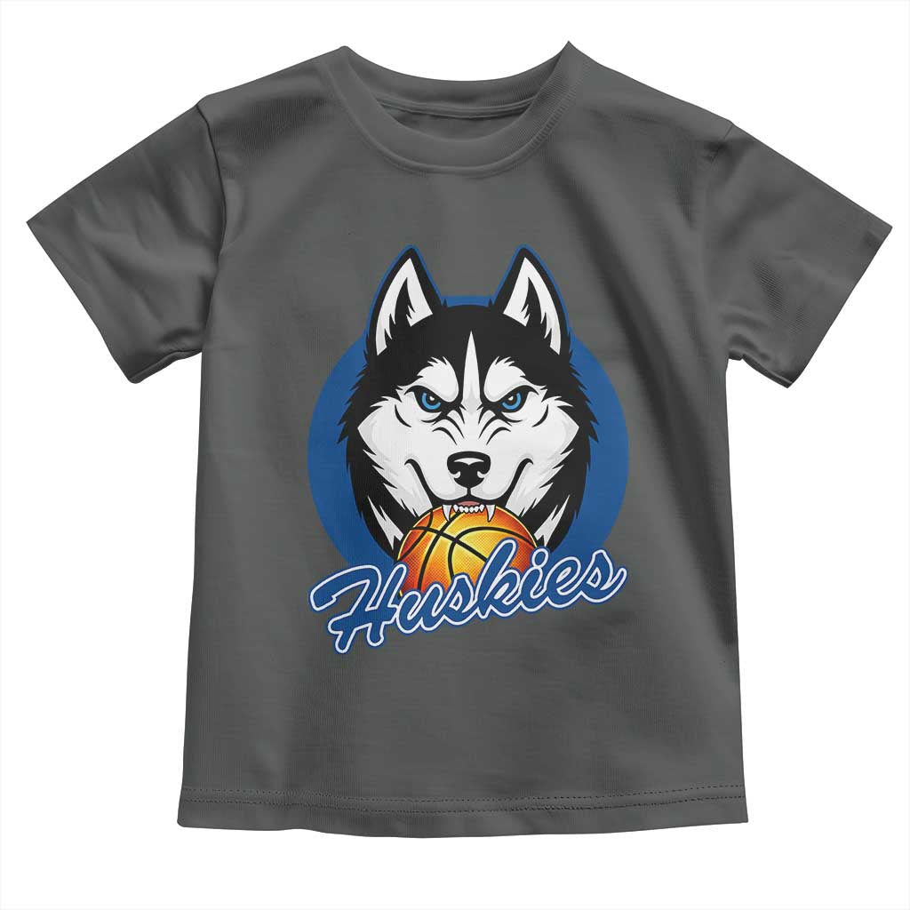 Cool Siberian Husky Basketball Toddler T Shirt Gift For Dog Lovers TS12 Dark Heather Print Your Wear