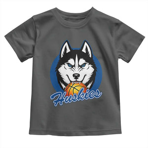 Cool Siberian Husky Basketball Toddler T Shirt Gift For Dog Lovers TS12 Dark Heather Print Your Wear