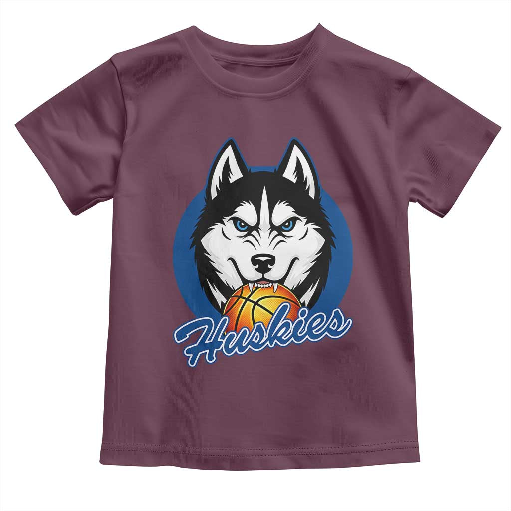 Cool Siberian Husky Basketball Toddler T Shirt Gift For Dog Lovers TS12 Maroon Print Your Wear