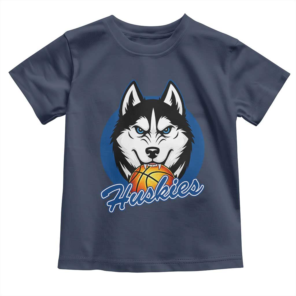 Cool Siberian Husky Basketball Toddler T Shirt Gift For Dog Lovers TS12 Navy Print Your Wear