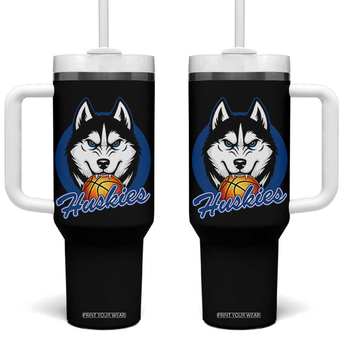 Cool Siberian Husky Basketball Tumbler With Handle Gift For Dog Lovers TS12 One Size: 40 oz Black Print Your Wear