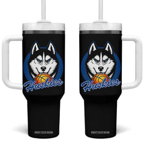 Cool Siberian Husky Basketball Tumbler With Handle Gift For Dog Lovers TS12 One Size: 40 oz Black Print Your Wear