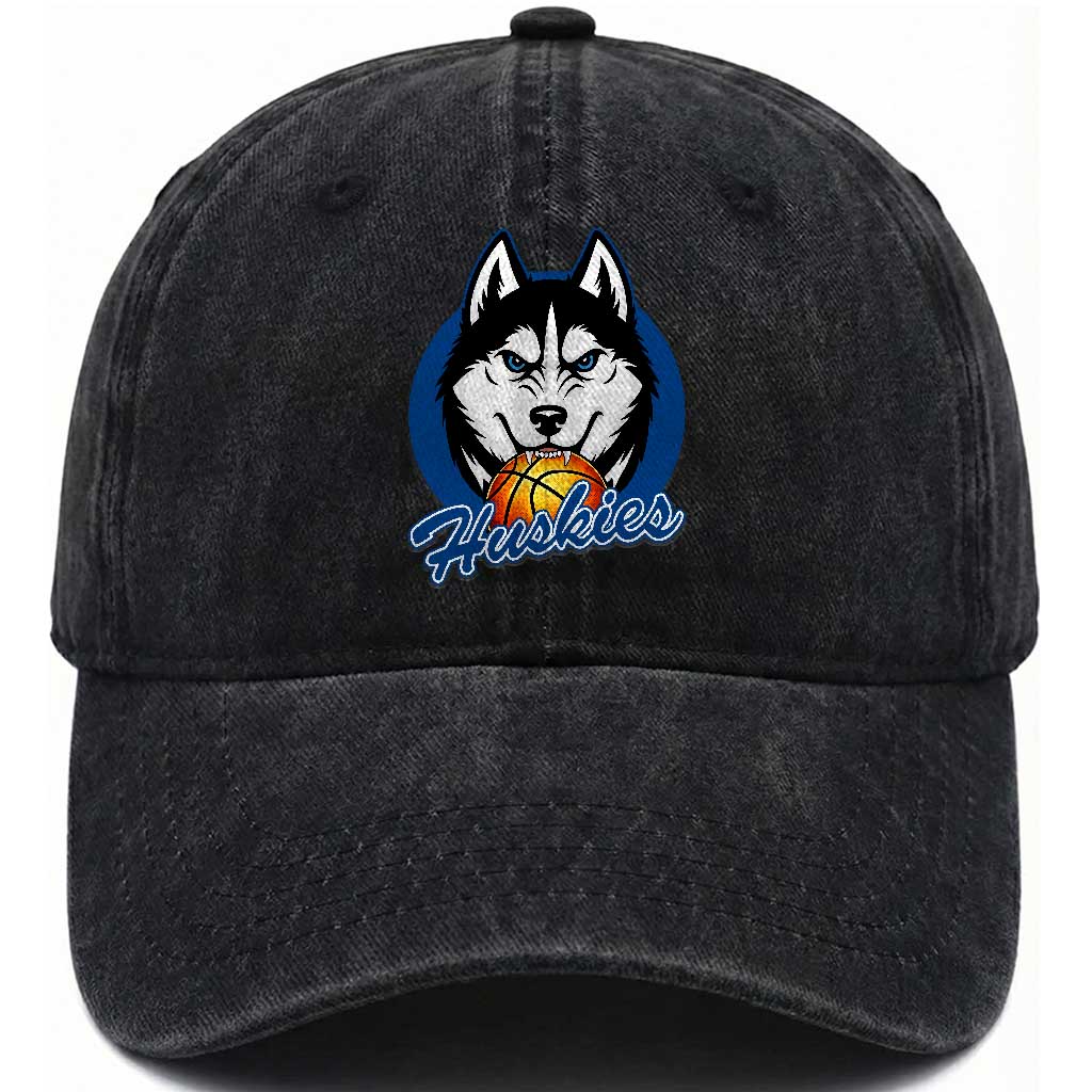 Cool Siberian Husky Basketball Washed Cotton Baseball Cap Gift For Dog Lovers TS12 Print Your Wear