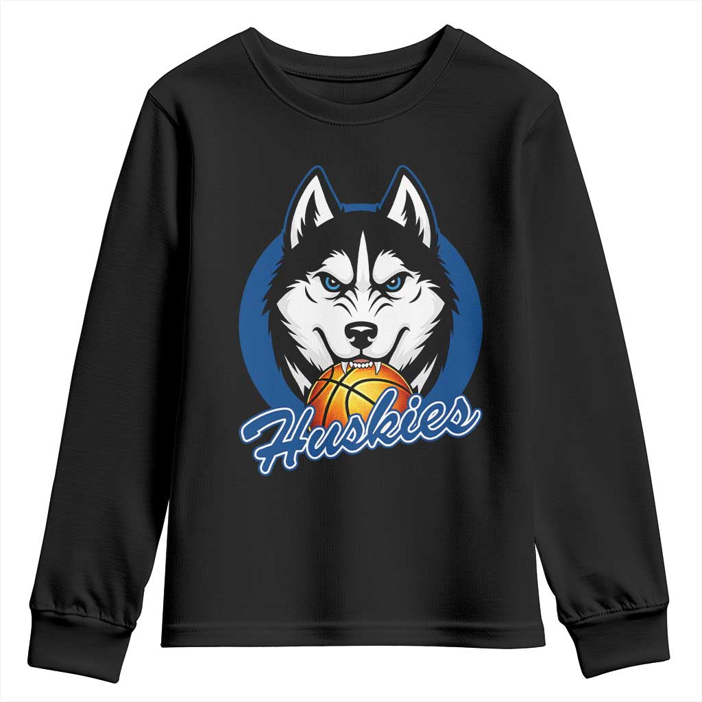 Cool Siberian Husky Basketball Youth Sweatshirt Gift For Dog Lovers TS12 Black Print Your Wear