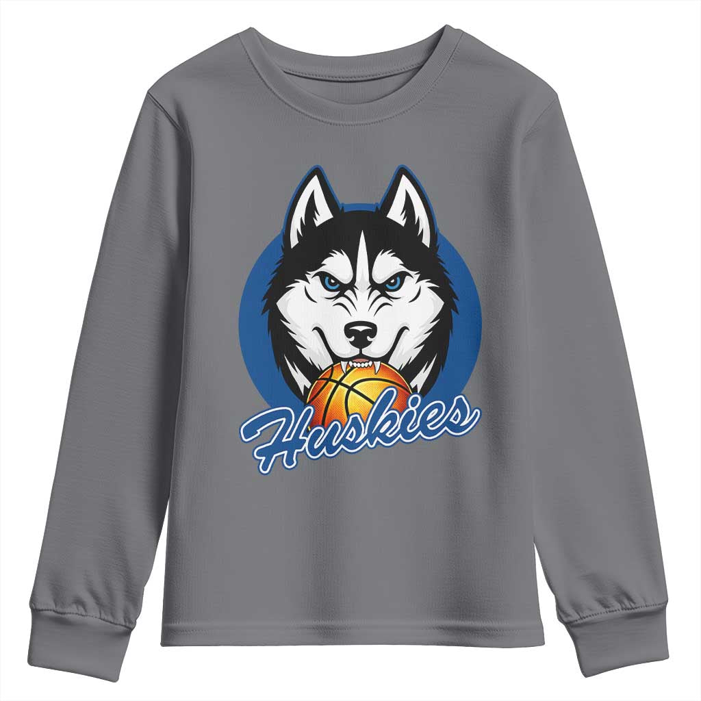 Cool Siberian Husky Basketball Youth Sweatshirt Gift For Dog Lovers TS12 Charcoal Print Your Wear