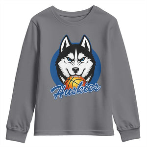 Cool Siberian Husky Basketball Youth Sweatshirt Gift For Dog Lovers TS12 Charcoal Print Your Wear