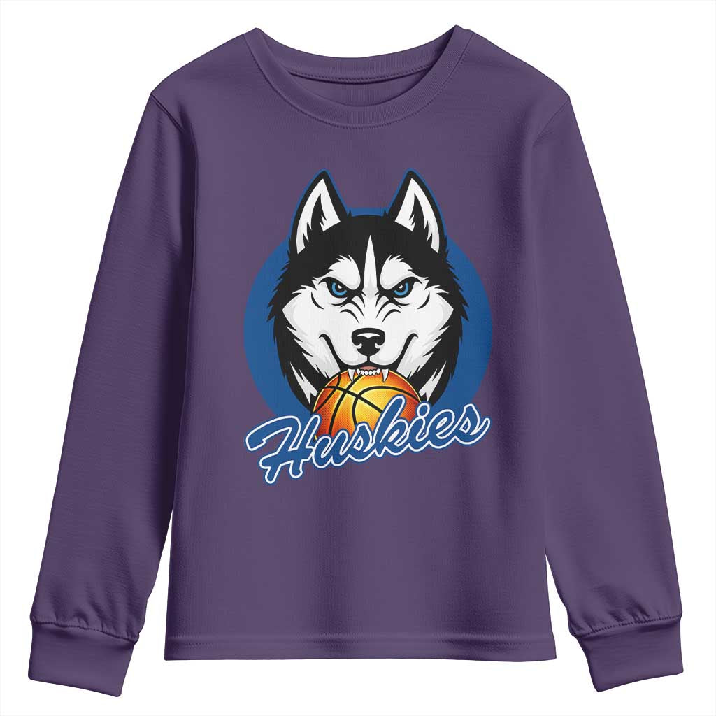 Cool Siberian Husky Basketball Youth Sweatshirt Gift For Dog Lovers TS12 Purple Print Your Wear