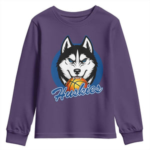 Cool Siberian Husky Basketball Youth Sweatshirt Gift For Dog Lovers TS12 Purple Print Your Wear