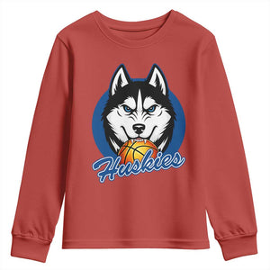 Cool Siberian Husky Basketball Youth Sweatshirt Gift For Dog Lovers TS12 Red Print Your Wear