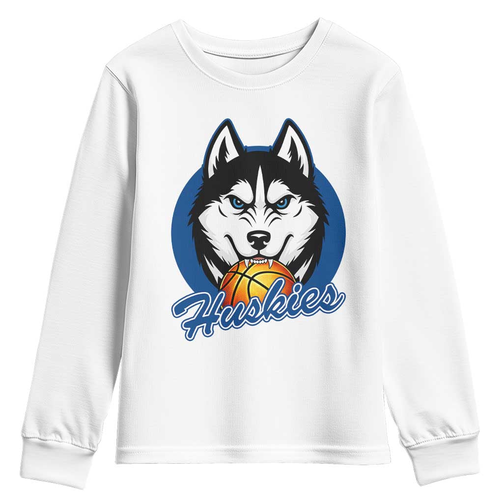 Cool Siberian Husky Basketball Youth Sweatshirt Gift For Dog Lovers TS12 White Print Your Wear
