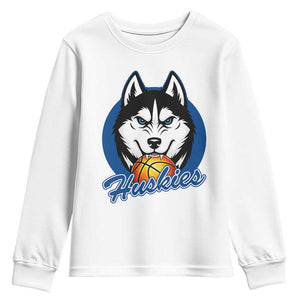 Cool Siberian Husky Basketball Youth Sweatshirt Gift For Dog Lovers TS12 White Print Your Wear