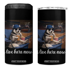 Funny Sarcastic Husky Basketball 4 in 1 Can Cooler Tumbler I Live Here Now TS12 One Size: 16 oz Black Print Your Wear