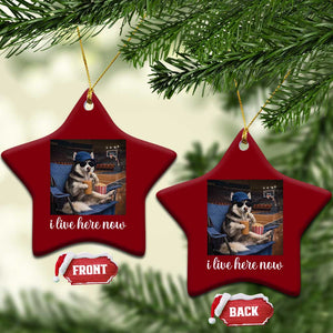 Funny Sarcastic Husky Basketball Ceramic Ornament I Live Here Now TS12 Print Your Wear