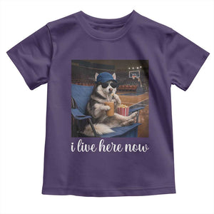 Funny Sarcastic Husky Basketball Toddler T Shirt I Live Here Now TS12 Purple Print Your Wear